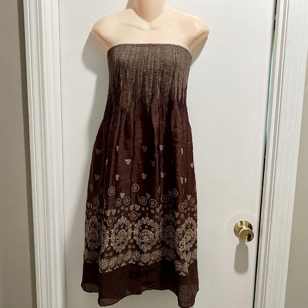 (2) Lapis Adj. Bust / Waist Midi Boho Cottagecore Peasant Dress Skirt One Size
